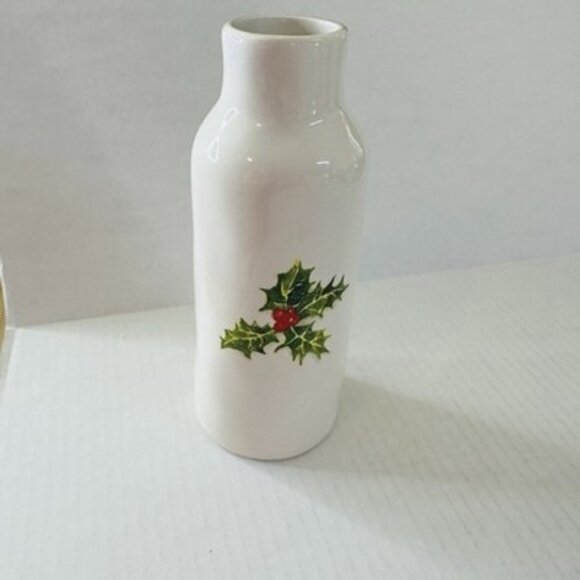 Rae Dunn Holly Jolly Christmas Bottle Vase Ceramic Magenta 195 Artisan Collect - Picture 4 of 9